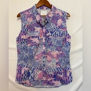 SILVER BAIT Pink and Purple Sleeveless Fishing Shirt Size Large